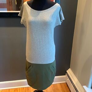 Foggy heather gray/olive color block midi NWT, Sm